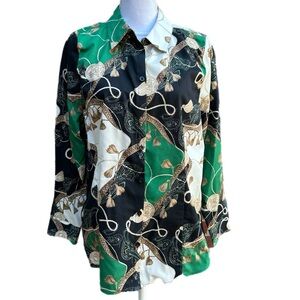 Chico's No Iron Paisley Rope Tassel Print Shirt